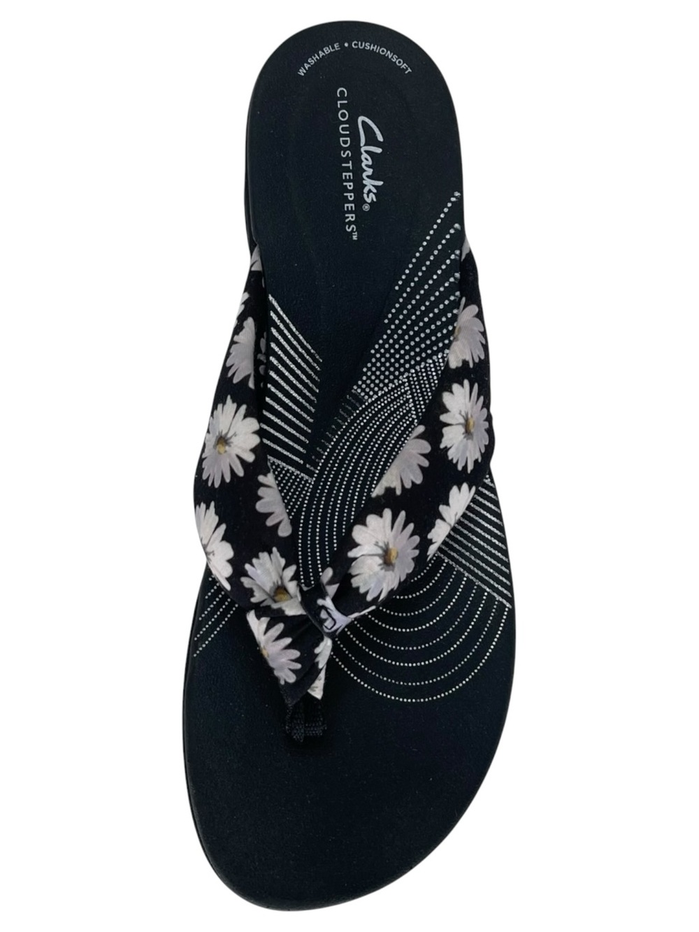 Clarks Arla Glison Black Floral Cloudsteppers Womens Thong Sandals Size 11M - Picture 7 of 13